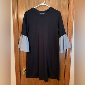 Luxology Black Knit Top with Ribbed Trim